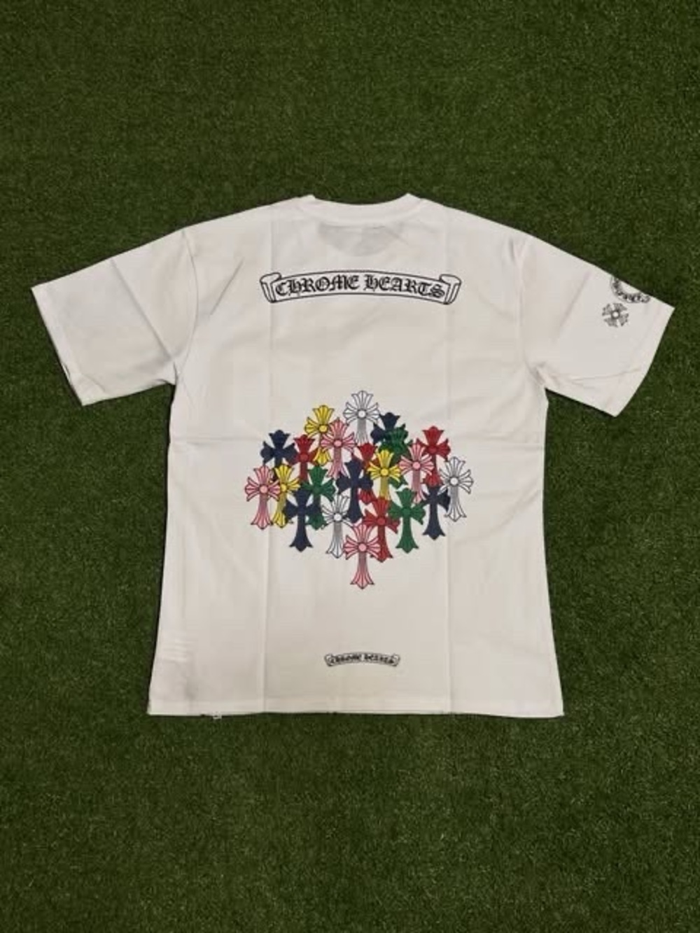White With Rainbow Crosses Chrome Hearts Tshirt
